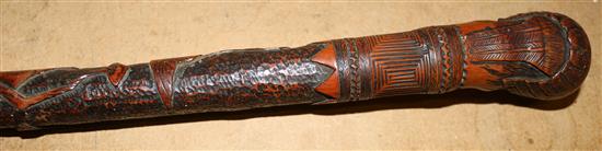 Japanese carved walking cane(-)